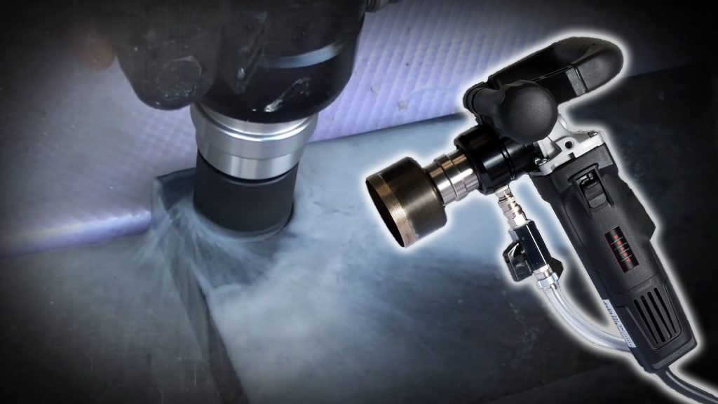 Stone drilling system kit for cutting slabs Coverings